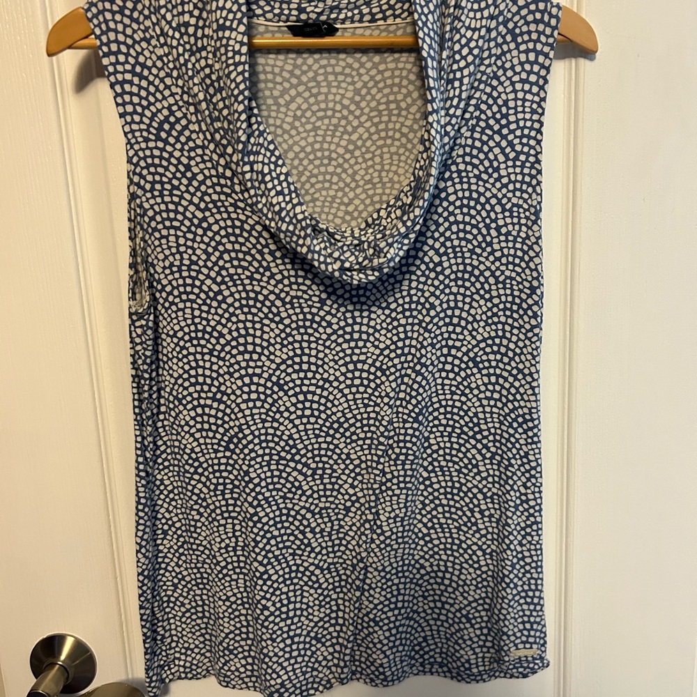 Nautica Blue and White Patterned Women's Top